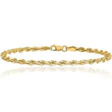 10K Solid Yellow Gold 3.5mm Rope Chain Bracelet