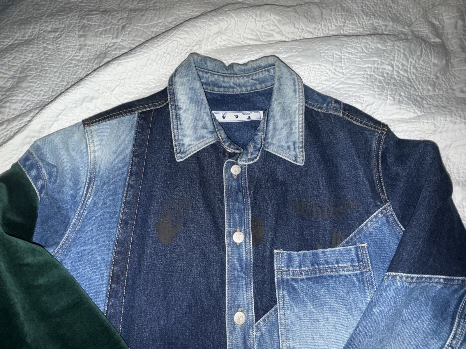 OFF WHITE Virgil Abloh denim patchwork jacket FAL… - image 17