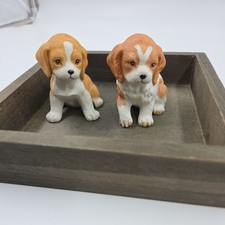 Lot de 2 figurines chiots Homco Cocker Spaniel & Beagle #8828 porcelaine vintage