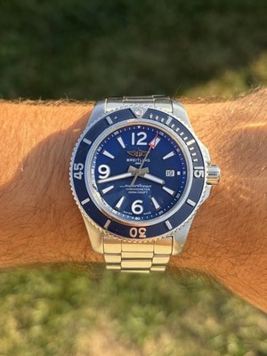 Breitling Superocean Automatic 44mm A17367, OEM Rubber Strap, eBay card, links
