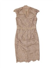 JACQUES VERT Womens Sleeveless Sheath Dress UK 8 Small Beige Floral AR06