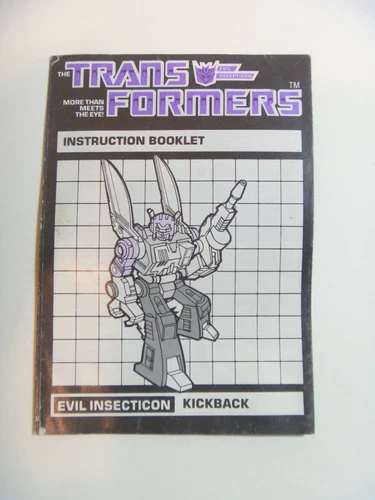 Transformers KICKBACK Action Figure Instruction Manual Booklet 1984 Hasbro G1