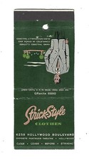 Strick-Style Clothes Matchcover   Opposite Pantages Theatre - Hollywood