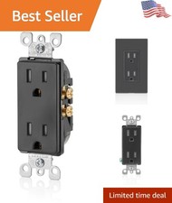 Durable 15 Amp Black Duplex Electrical Outlet with Tamper Guard Safety Features