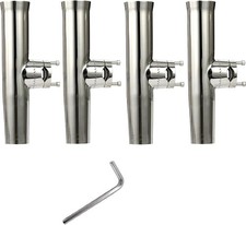 4 Pack Stainless Steel Tournament Style Fishing Rod Holder for Rails 7/8" to 1"