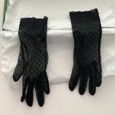 Cornelia James Black Mesh Geometric Wrist Gloves Nylon Women  s Hand Wash Only