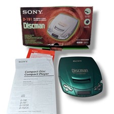 Sony Discman D-191 Mega Bass Walkman CD Player Boxed Vtg Green Colour Working(11