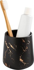 Black Marble Ceramic Toothbrush Holder Cup 14.2oz Bathroom Tumbler