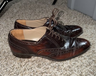 Johnston & Murphy Aristocraft Wingtip Oxford 8.5 D/B Burgundy Leather USA VTG