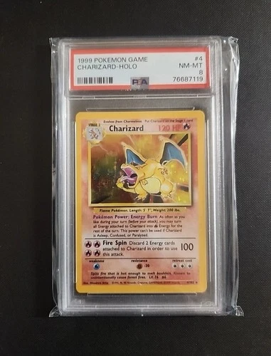 Pokémon TCG 1999 Base Set Charizard Holo Rare PSA 8 #4/102 English