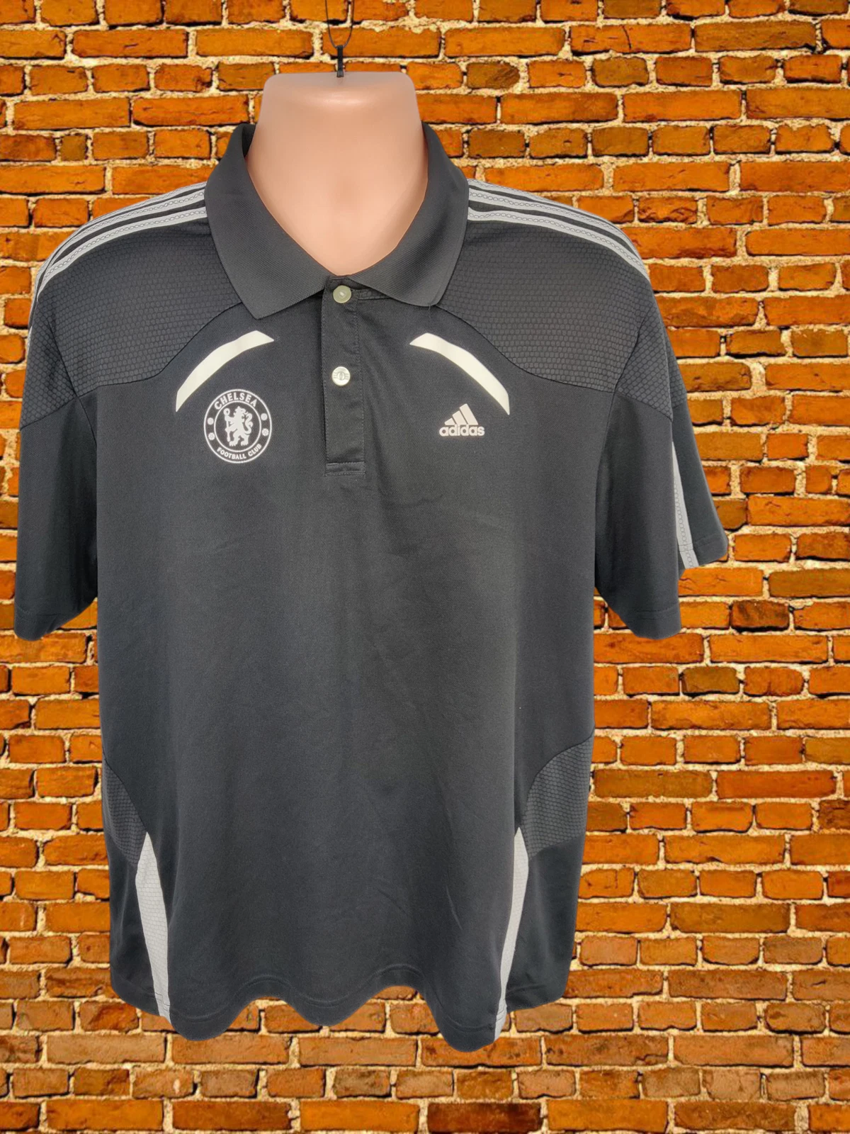 ADIDAS CHELSEA FOOTBALL XLARGE BLACK 2009 AWAY SHORT SLEEVE JERSEY SHIRT POLO XL
