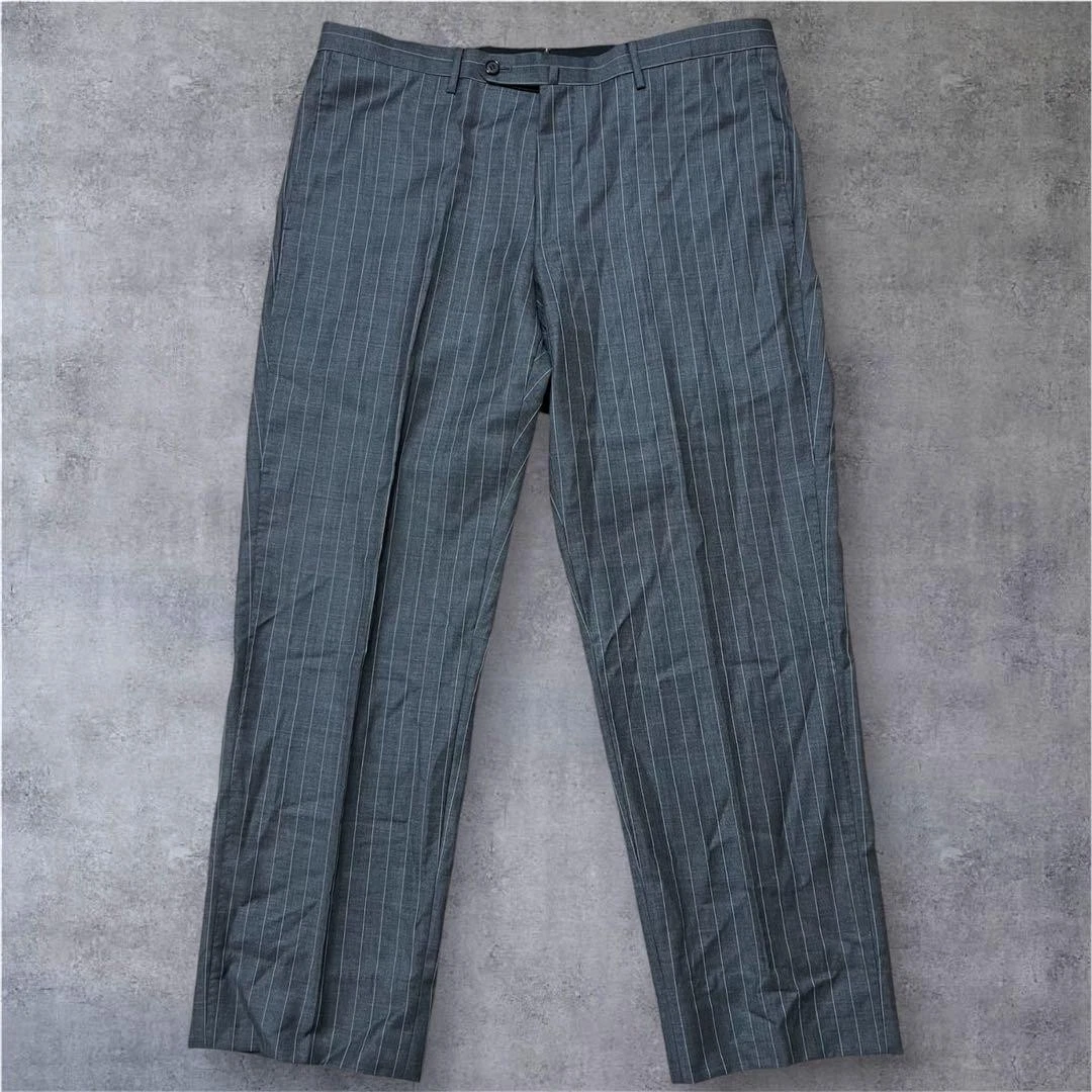 RING JACKET MEISTER Charcoal Gray Pinstripe Suit Set XL 52 Excellent condition image 11