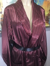 Vtg Pierre Cardin Long Shiny Satin Lounge Duster Robe S