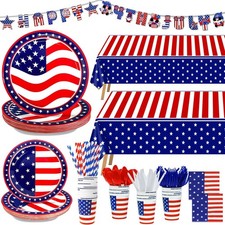 244PCS 4th of July Decorations Patriotic American Flag Red, White, and Blue