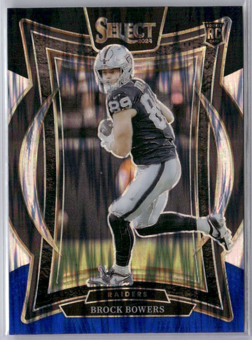 Brock Bowers Rookie RC 2024 Panini Select Black/Blue Prizm Shock #31 Raiders