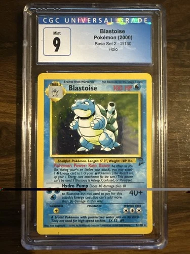 Pokémon Blastoise (2000) Base Set 2 Holo Card 2 /130 CGC 9 Mint