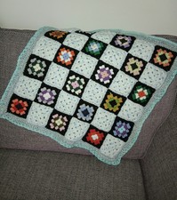 Baby Blankets Blues & Multi Colours. Handmade Crochet NEW. Acrylic 21x21 inches
