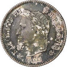 [#136552] France, Napoleon III, 20 Centimes, 1867, Strasbourg, Silver, AU