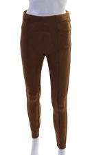 Spanx Womens Elastic Waistband Textured Ankle Leggings Brown Size Medium