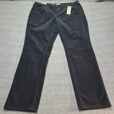 Charter Club Lexington Straight Leg Corduroy Pants Black Women Size 18