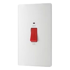 British General Evolve 45A 2-Gang 2Pole Cooker Switch Pearlescent White with LED