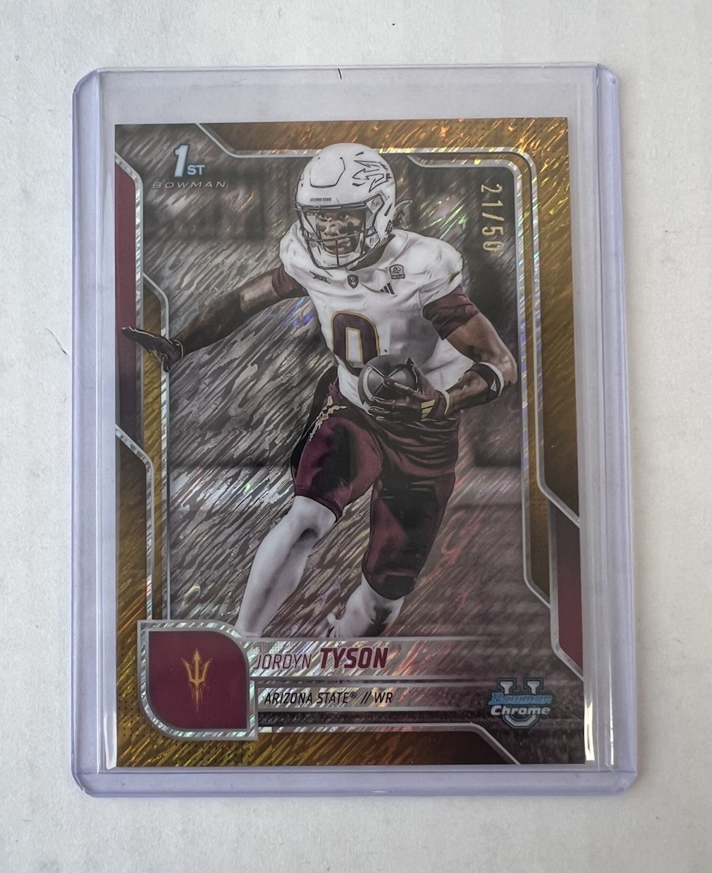 2025 Bowman Chrome U Jordyn Tyson #31 1st Bowman Gold Shimmer /50 Arizona State