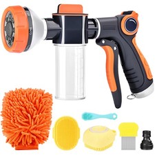 Upgrade Dog Washing Hose Attachment, 8 Way Spray Pattern Orange US new, Black