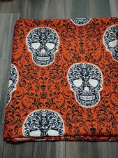 Halloween Shower Curtain Sugar Skull Betsey Johnson Backdrop Gothic Orange