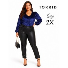 Torrid Blue Animal Print Long Sleeve Bodysuit Top Size 2X New 