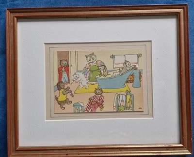 MARGARET ROSS Small Cat Print titled Friday Night Is A Bath Night
