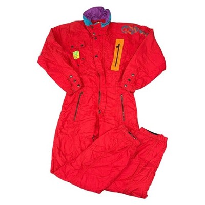 Vintage Skianzug Einteiler 90er Schnee Apres Retro Rot Herren Small