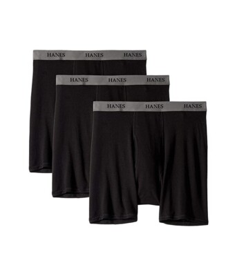 Hanes Platinum Men's 184252 Boxer Brief Underwear Black Size L