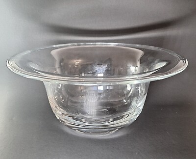 Signed BLOCK CRYSTAL Large Bowl / Centerpiece MCM Clear Glass 11'' FREE SHIPPING