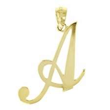 14k Yellow White or Rose Gold Initial Letter A Alphabet A-Z Charm Pendant