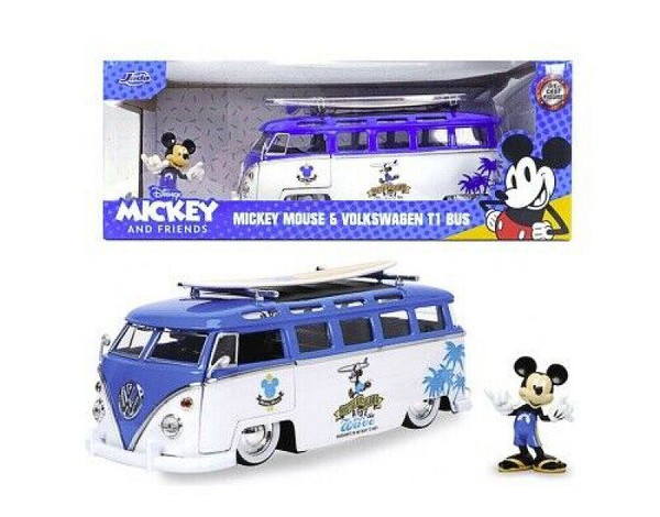 Jada 1/24 Toys Van Mickey Van Vw T1 Bus Mit Figuren Statisches Modell Diecast-image
