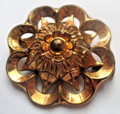 Broche Vintage Plaquée Or Poinçonnée ORIA - Style Victorien, Ancienne Mais Parfaite