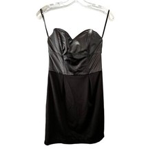 Charlotte Russe Black Strapless Mini Dress size S Leatherette Boning Sweetheart
