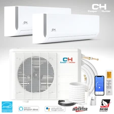 18000 BTU Dual 2 Zone Mini Split Heat Pump Air Conditioner 22.5 SEER 9000 12000