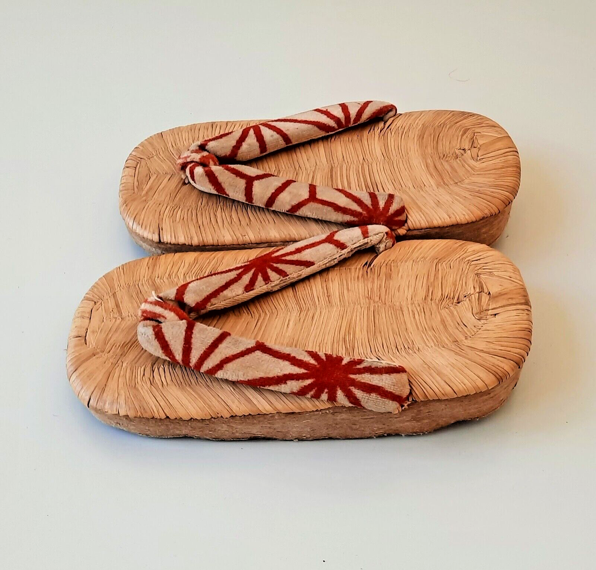 Vintage Japanese Geta or Zori Children's Straw and Wood Shoes Sandals