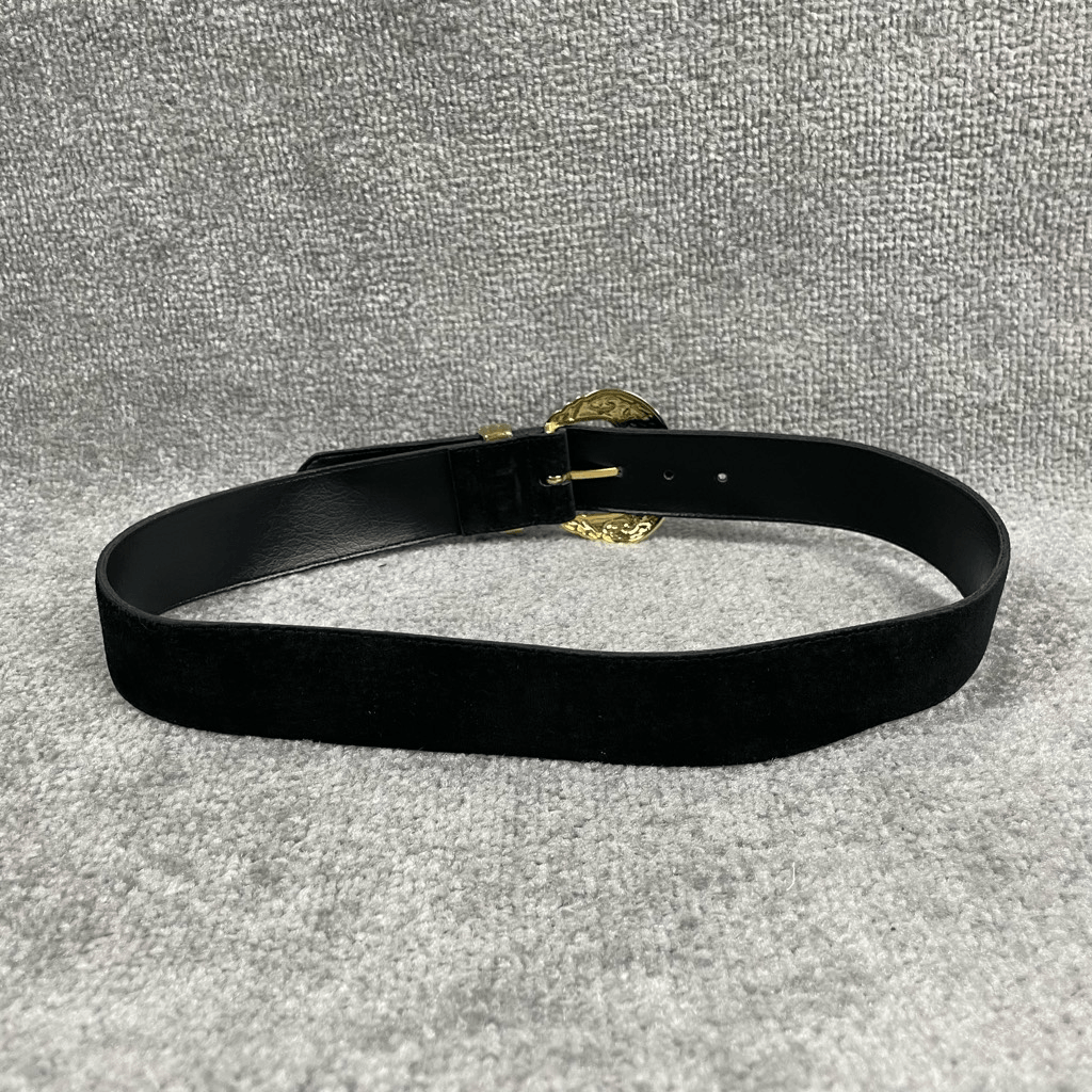 Vintage 1990 Accessories by Pearl Genuine Black Suede Gold  display picture 1