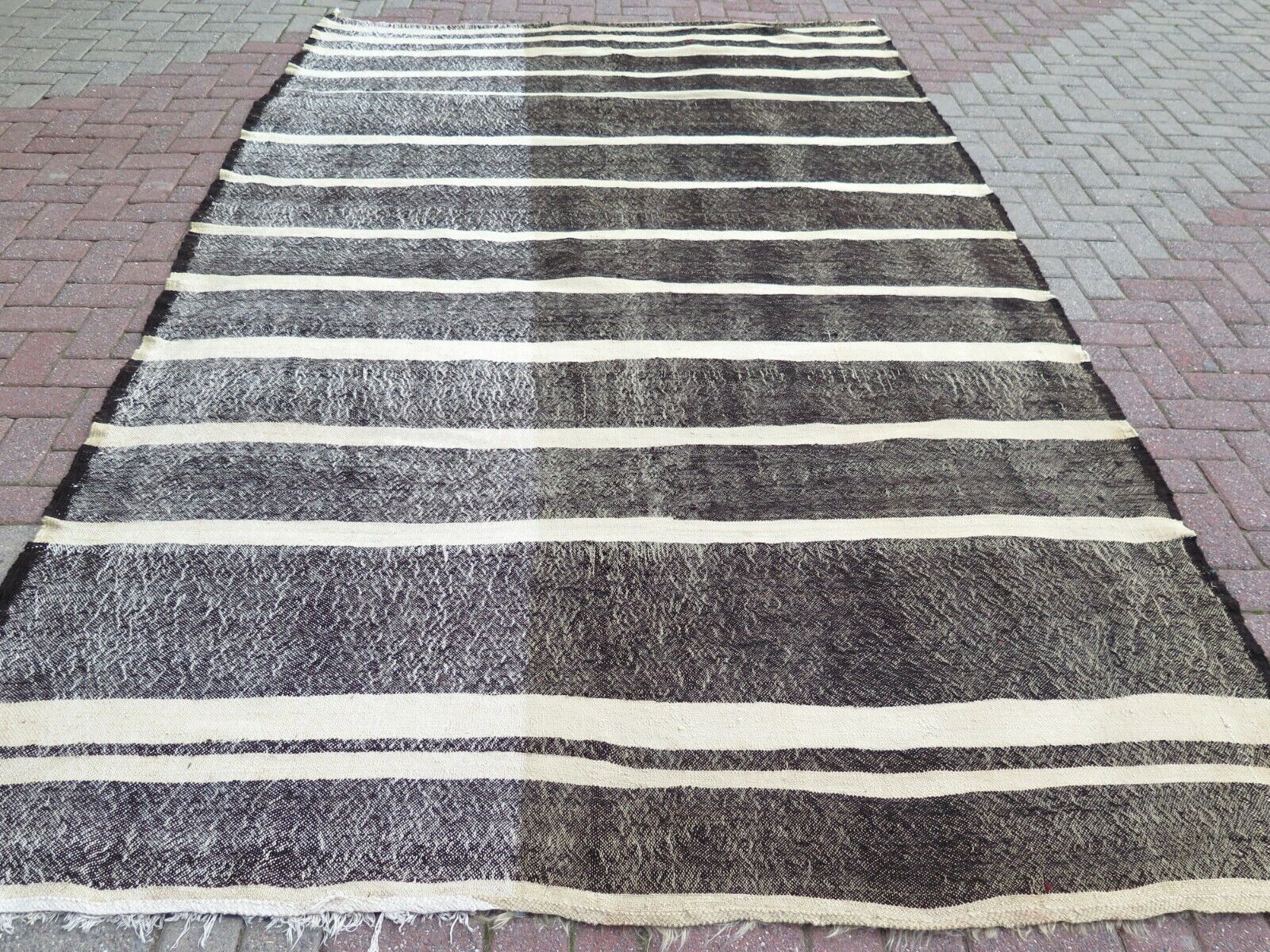 Vintage Turkish Kilim Natural Wool Rugs Handmade Ethnic Kelim Floor Rug 81"X138"
