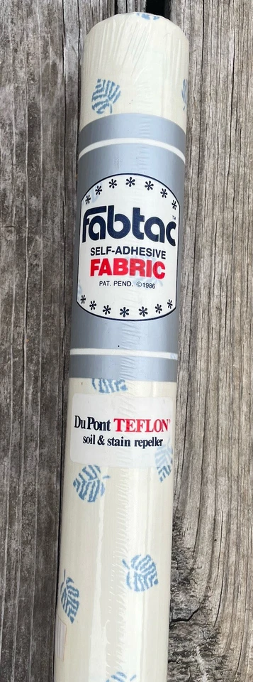 "Tela autoadhesiva vintage DuPont Teflon Fabtac hojas de invierno verde azulado 2 yardas X 18""" Foto 2 de 4