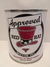 Vintage Red Hat Motor Oil Can 1 qt. - (Re-pop Collectible)