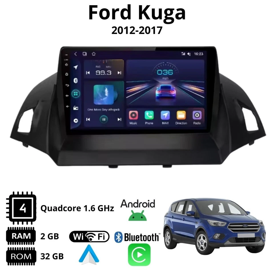 Autoradio stereo Android 9 Pollici per Ford Kuga Dal 2013 Al 2017 - Immagine 2 di 4