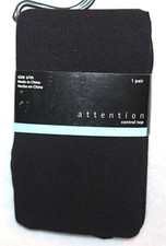 Attention Black Control Top Solid Opaque Tights 1 Pair - Regular/Plus Size