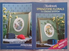 2 Springtime floral designs cross stitch chart, daffodil & bluebell bouquets
