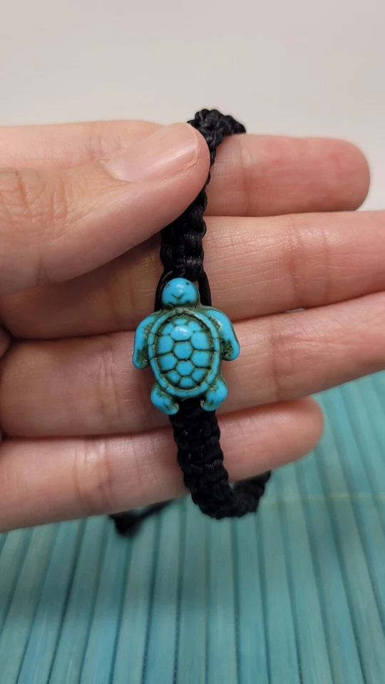 Sea Turtle bracelet Turquoise Turtle Bracelet Macrame Bracelet Black Bracelet - Image 2 of 4