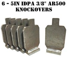 5" Tall IDPA NRA Knock-Over Rifle Steel Shooting Targets - 3/8" AR500 - 6pc