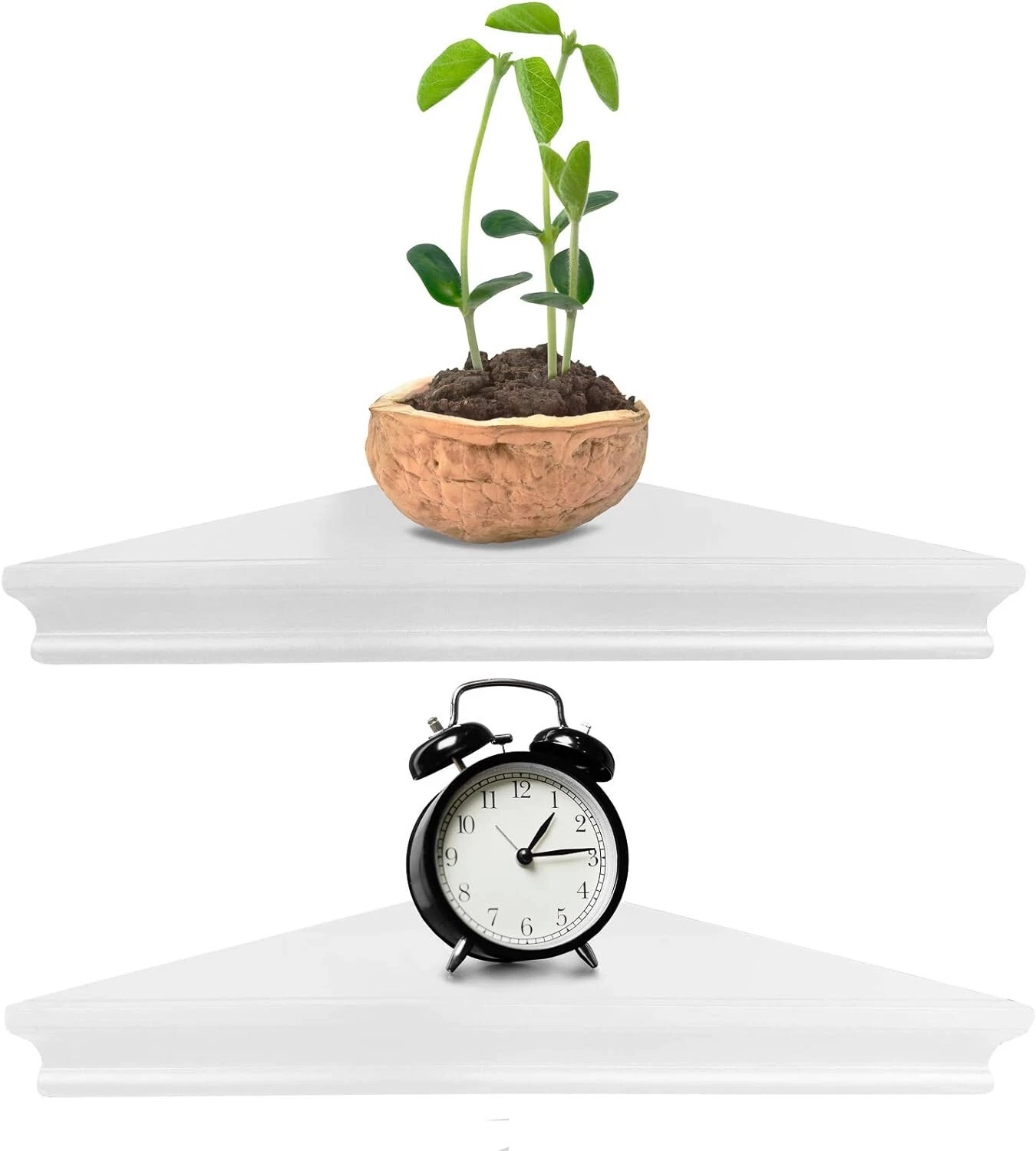 2-PACK : Greenco Corner Wood Floating Shelves Shelf for Wall, White | 50299