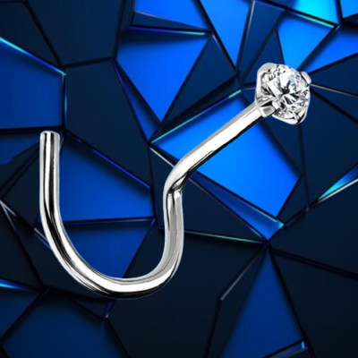 I Echter Diamant Nasenstecker I Echt 585 Weißgold I Body Piercing Nose Pin I